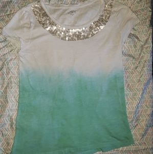 2/$10 Ann Taylor Loft TieDye Sequin Top Size M